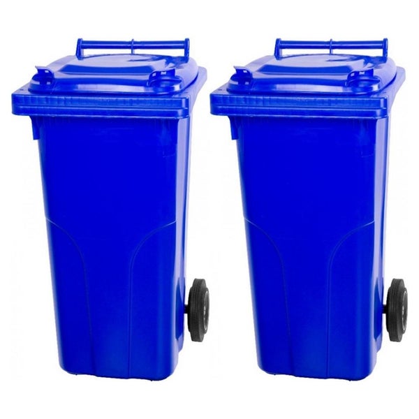PROREGAL SuperSparSet 2x 2-Rad-Mülltonne Mgb HDPE-Kunststoff 120 Liter Blau