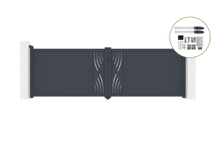 Flügeltor 4m VELETA H.120cm Aluminium + HICKER B200 Motorisierung