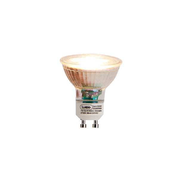 LUEDD LED-Reflektorlampe GU10, 7 Watt, 500 Lumen, dimmbar, 2700 Kelvin.