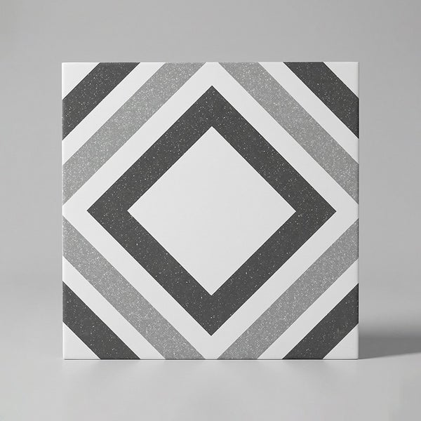 Quadratische Fliese mit geometrischem Rautenmuster in verschiedenen Abstufungen für Wand oder Boden