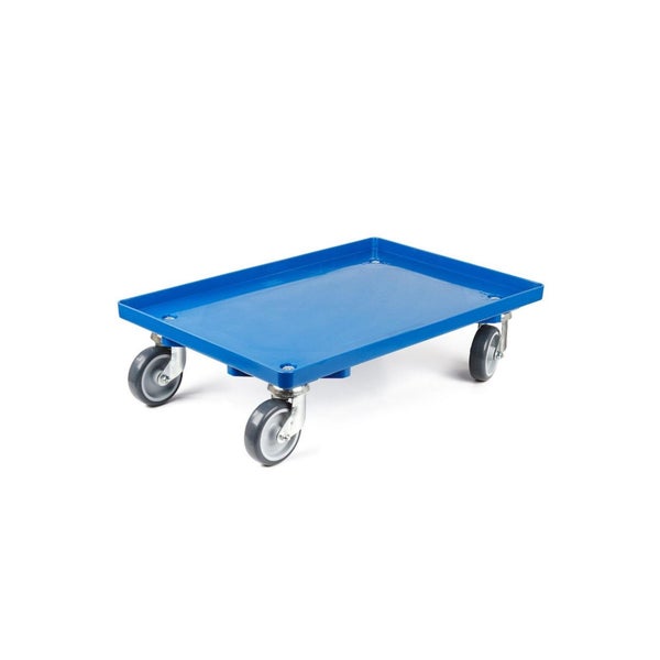 PROREGAL Transportroller für Euroboxen 60 x 40 cm mit Gummiräder Blau Geschlossenes Deck 2 Lenkrollen und 2 Bockrollen Traglast 300 kg