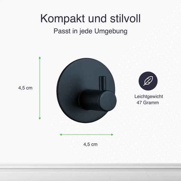 EAVY Handtuchhaken Edelstahl Schwarz Selbstklebend 4er pack
