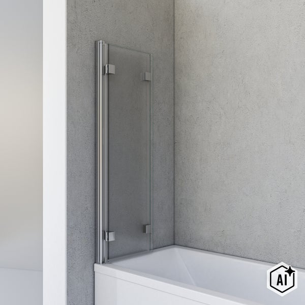 Badewanne mit Duschwand aus Glas und Chromrahmen