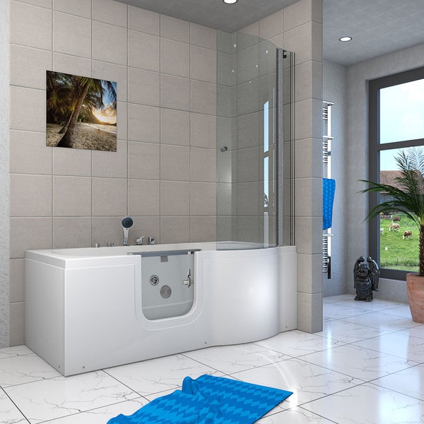 Seniorendusche Wanne Whirlpool S12D-EH-WP-L-EC 170x85cm