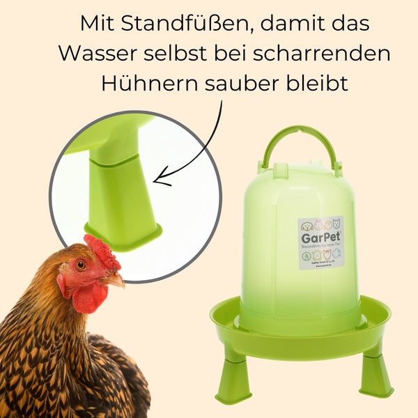 GarPet Hühnertränke mit Standfüßen für sauberes Wasser