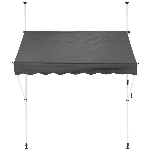 ML-Design Klemmmarkise 150 x 120 cm, Grau, höhenverstellbar, ohne Bohren, UV-beständig, Einziehbar Manuell, aus Metall und Polyester, Markise mit Handkurbel, Balkonmarkise Sonnenschutz Balkon