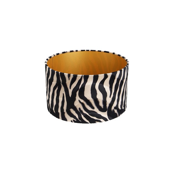 Velours Lampenschirm Zebra Design 35/35/20 Gold innen