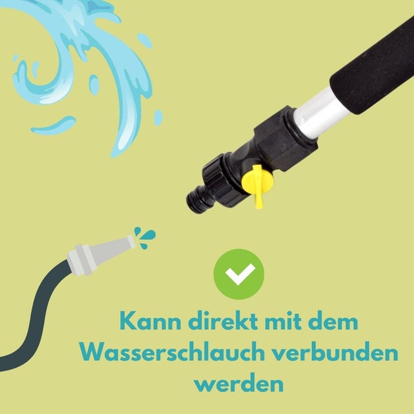 Direkter Anschluss an den Wasserschlauch möglich