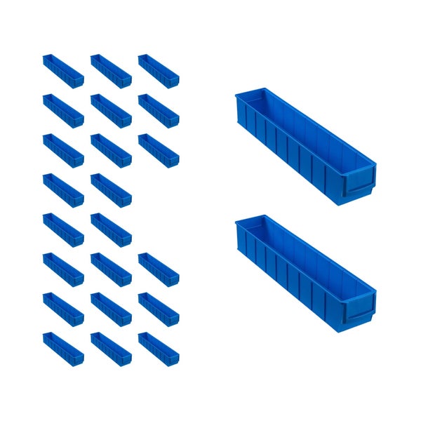 PROREGAL SuperSparSet 24 x Blaue Indurstriebox 500 S HxBxT 8,1 x 9,1 x 50 cm 2,8 Liter Sortimentskasten