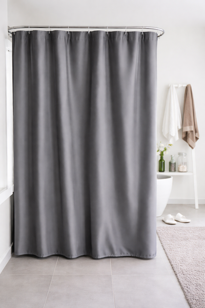 Grauer Duschvorhang im Badezimmer
