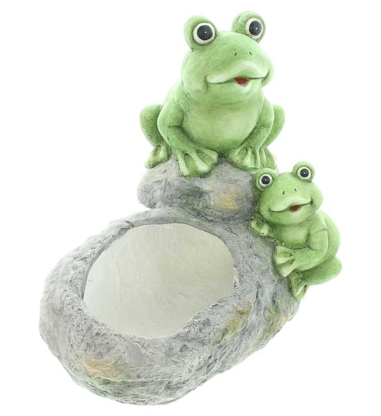 FRANK FLECHTWAREN | Pflanzer Froschpaar, MAGNESIUMOXID, 30 x 21 x 33 cm