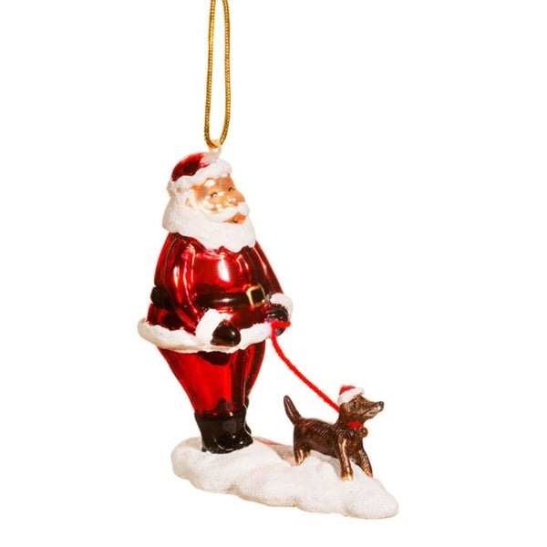 Weihnachtsmann mit Hund Weihnachtskugel - Sass & Belle