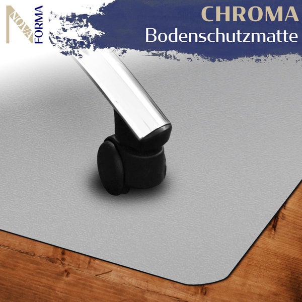 Bodenschutzmatte PE CHROMA - Grau - 116x150 cm - Hartboden - Bunte Schutzmatte als Unterlage für Bürostuhl