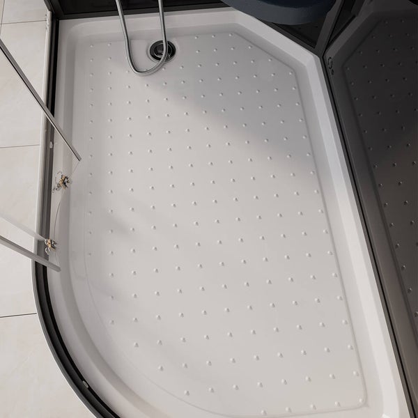 Home Deluxe - Dampfdusche BLACK PEARL - Maße 120 x 80 cm Rechts - inkl. Dampffunktion, Regendusche, Radio und Zubehör I Fertigdusche, Dusche, Duschtempel