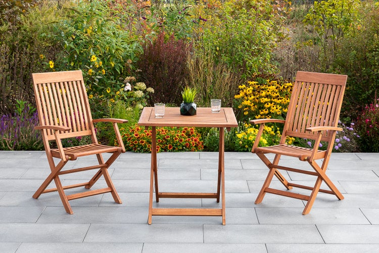 Comodoro Gartenmöbelset 3tlg., 2 Klappsessel, Klapptisch 70 x 70 cm