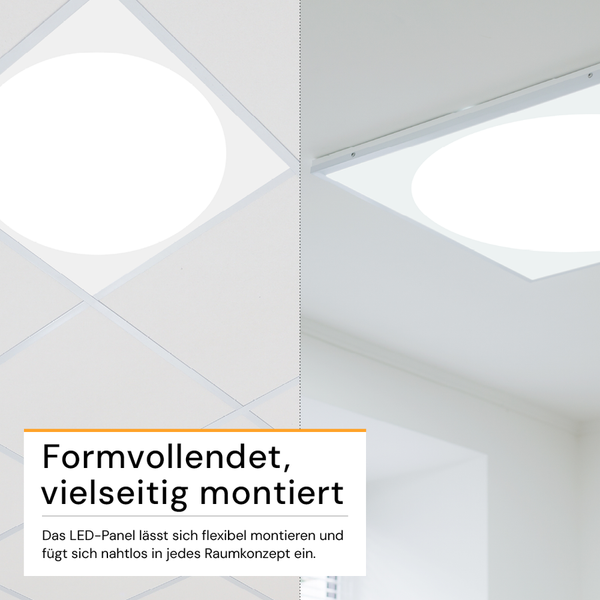 ENOVALITE LUNOS LED Panel 62x62 Rasterdeckenleuchte 30W LED Deckenleuchte 3600lm 4000K Neutralweiß Runder Lichtaustritt