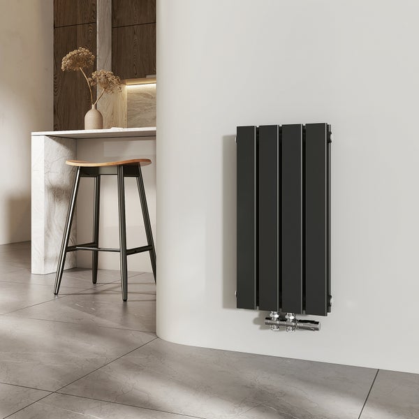 EMKE Heizkörper Flach Heizkörper Design Paneelheizkörper Horizontal, Doppellagig, 600x 300 mm , 233W Schwarz