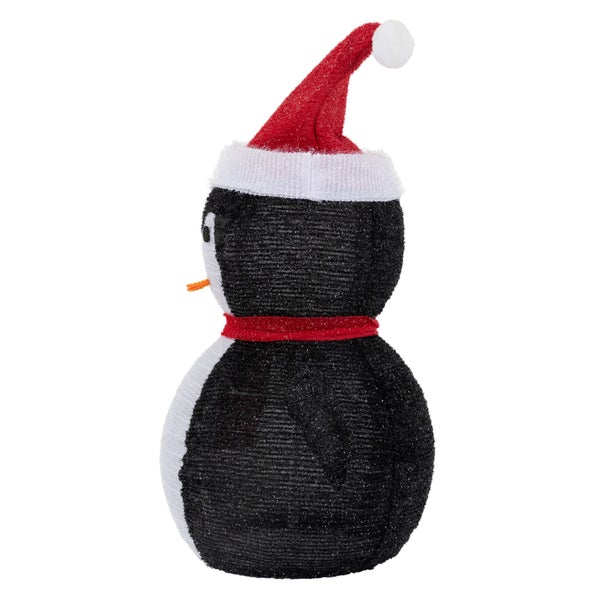 ECD Germany LED Weihnachts Pinguin mit Mütze & Schal, 68cm hoch, Gartenfigur mit 30 warmweißen LEDs beleuchtet, Timer, batteriebetrieben, Innen-Außen, zusammenfaltbar, Gartendekoration Weihnachtsdeko
