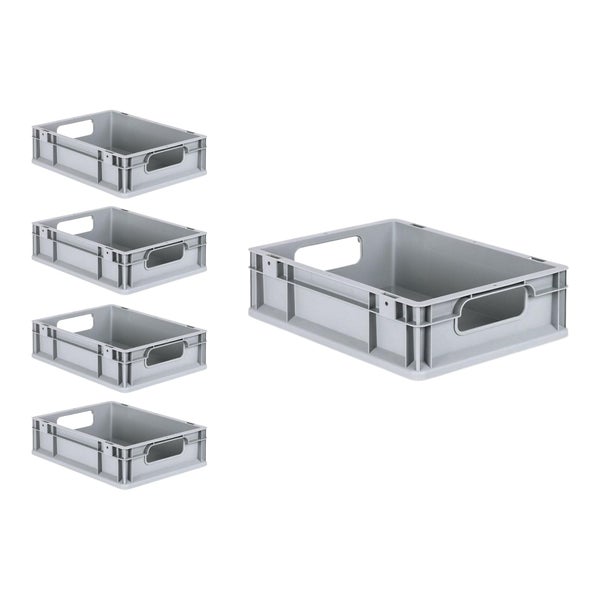 PROREGAL Spar Set 5x Eurobox Nextgen Economy Mit Auflagedeckel & 4x Schiebeschnappverschlüsse Rot Griffe Offen HxBxT 12 x 30 x 40 cm 11 Liter