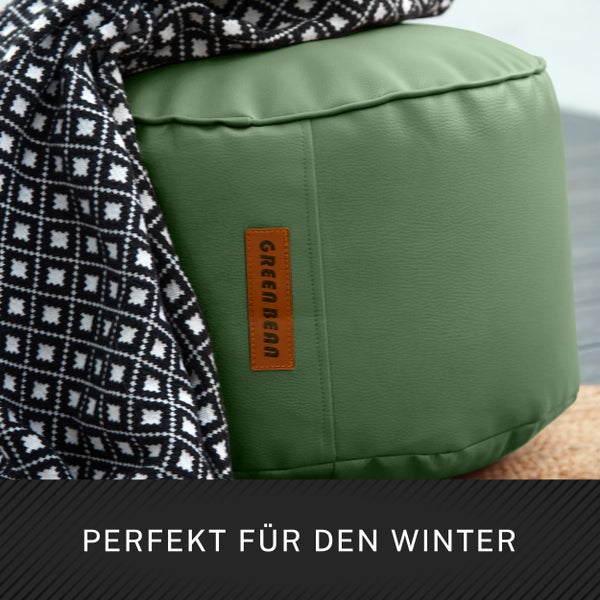 Grüner Sitzpouf aus Kunstleder mit Logo