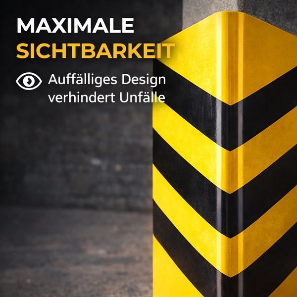 Gelb-schwarz gestreifter Kanten- und Eckschutz für maximale Sichtbarkeit und Unfallprävention.