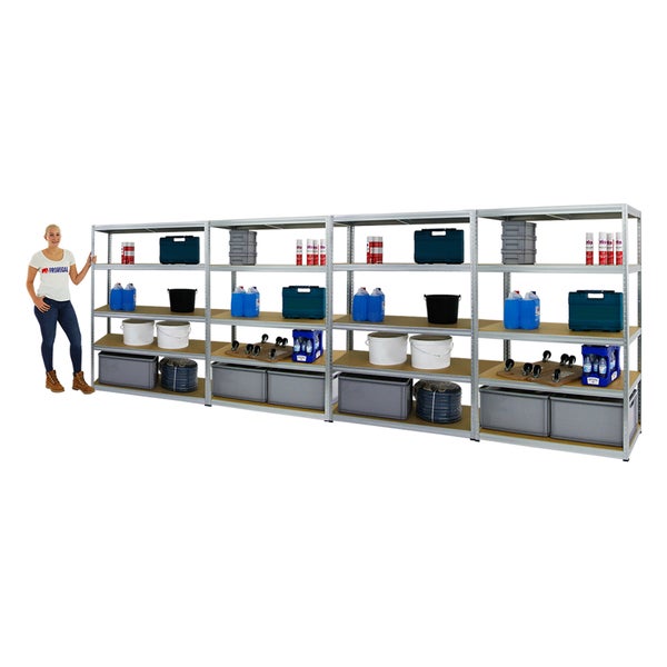 PROREGAL Mega Deal 4x Schwerlastregal Big Elephant M HxBxT 180 x 120 x 60 cm Fachlast 250 kg Verzinkt