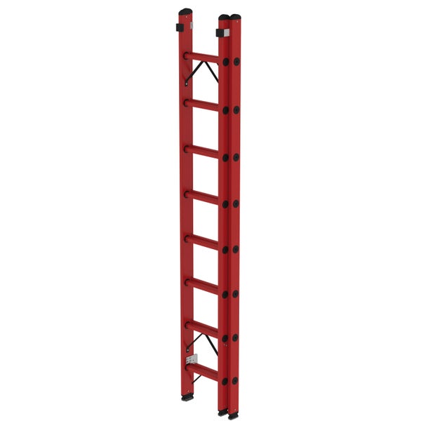 PROREGAL Sprossen-Schiebeleiter GFK 2-Teilig Ohne Traverse 2 x 8 Sprossen