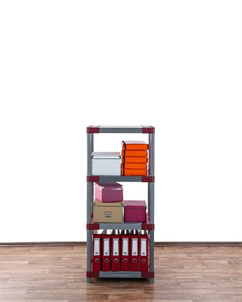 PROREGAL Kunststoffregal Big Grey Bear Low HxBxT 138 x 70 x 46 cm Fachlast 160 kg Grau/Rot