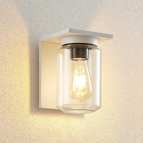 Lucande Wandleuchte außen Semka (spritzwassergeschützt (Modern) in Weiß aus Aluminium (1 flammig, E27) - Außenwandleuchten Wandlampe Led Außenlampe Outdoor für Außenwand/Hauswand Haus
