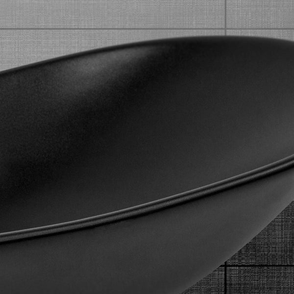 ML-Design Waschbecken aus Keramik in Schwarz matt 63 x 36 x 15,5 cm mit Ablaufgarnitur, Ovale Aufsatzwaschbecken, Moderne Waschtisch Waschschale Waschplatz Handwaschbecken, für Badezimmer / Gäste-WC