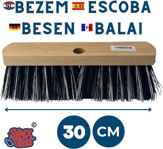 30 Zentimeter Besen mit Holzstiel und Borsten