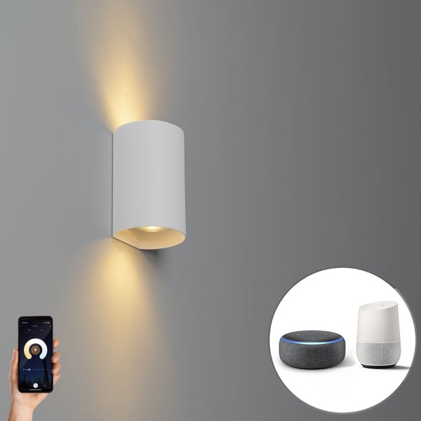 Smarte Wandleuchte weiß rund inkl. 2 WiFi GU10 - Sabbir