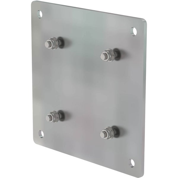 Metallplatte mit vier Schrauben und Löchern zur Befestigung