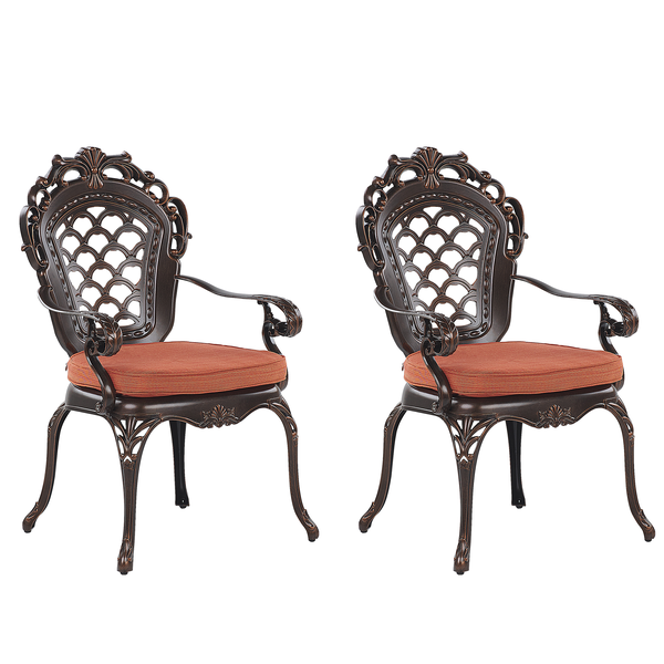 Set mit 2 Stühlen und Sitzkissen LIZZANO Metall Dunkelbraun