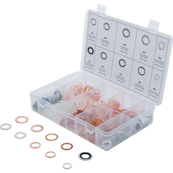 BGS Dichtring-Sortiment Kupfer / Aluminium / Nylon 250tlg. - 85225