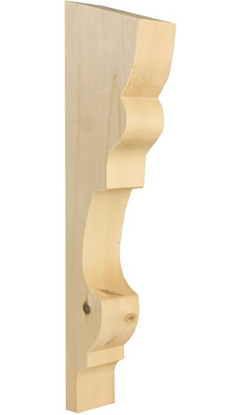 Dekorative Holzkonsole aus unbehandeltem Holz zur Wandmontage