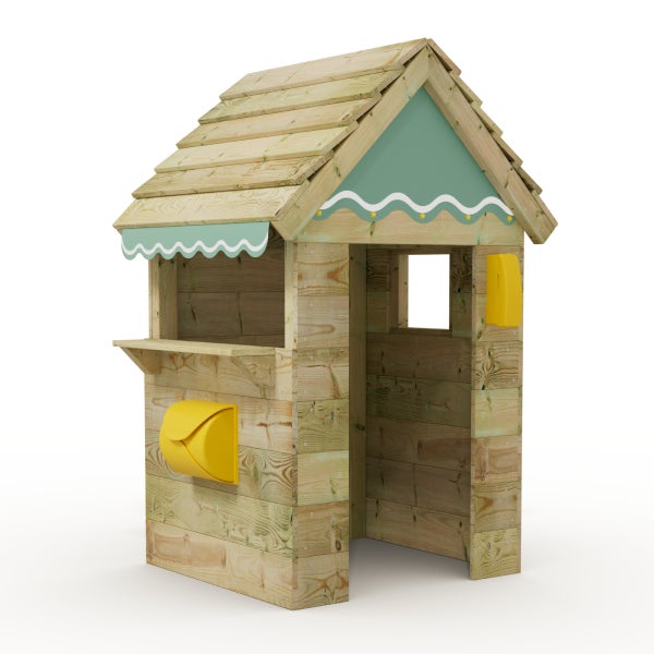 WICKEY Kinder Spielhaus Cottage mit Holzdach und Fenster - pastellblau
