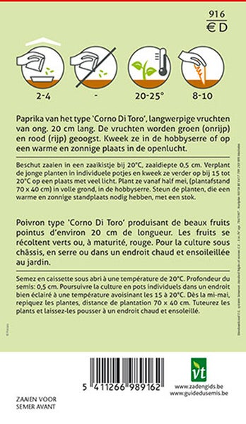 Anleitung zur Aussaat von Corno Di Toro Paprika