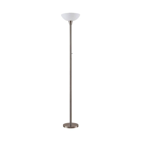 Lindby Stehlampe / Deckenfluter Metall Glas, Standleuchte Nickel satiniert Stehleuchte 1 flammig E27 Fassung max. 60W ohne Leuchtmittel