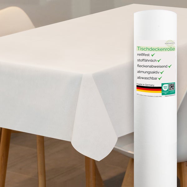 Sensalux Tischdeckenrolle 40m lang aus stoffähnlichem Vlies, 1 m x 40 m Weiß