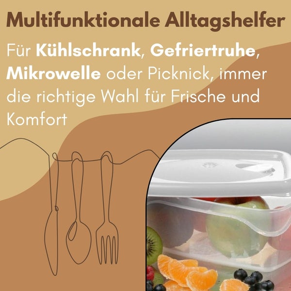 Multifunktionale Frischhaltedose mit Obst und Gemüse gefüllt