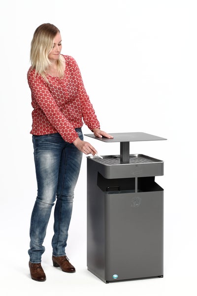 PROREGAL Kombiascher Mit Schutzdach Und Sieb 72 Liter HxBxT 92 x 45 x 45 cm Verzinkter Stahl Eisenglimmer