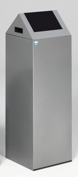 PROREGAL Selbstlöschender Wertstoffsammler Spitz Mit Einwurfklappe 89 Liter HxBxT 104,5 x 32 x 32 cm Verzinkter Stahl Silber Anthrazit
