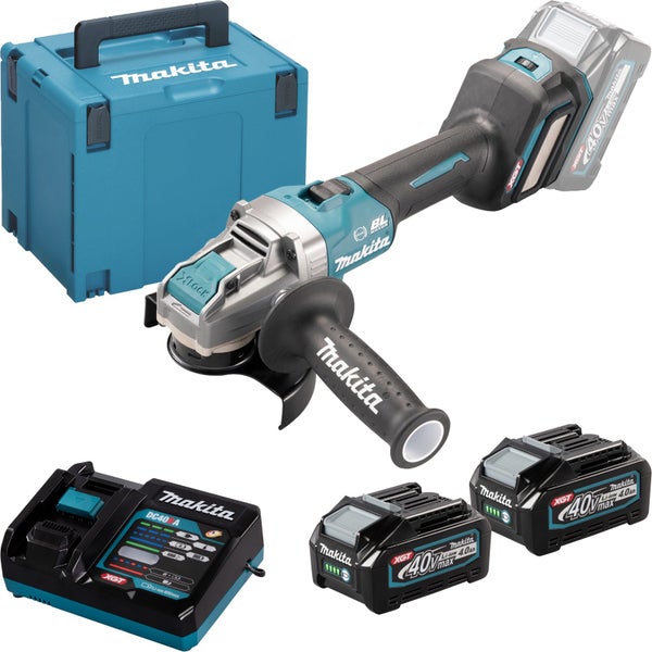 Makita GA041GM201 Akku-Winkelschleifer Ø 125 mm 40 V max. / 2x 4,0 Ah Akku + Ladegerät im MAKPAC