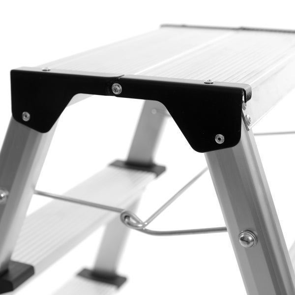 Trittleiter TL-32 ST mit 150kg Tragkraft und 3 Stufen Aluminium-Leiter