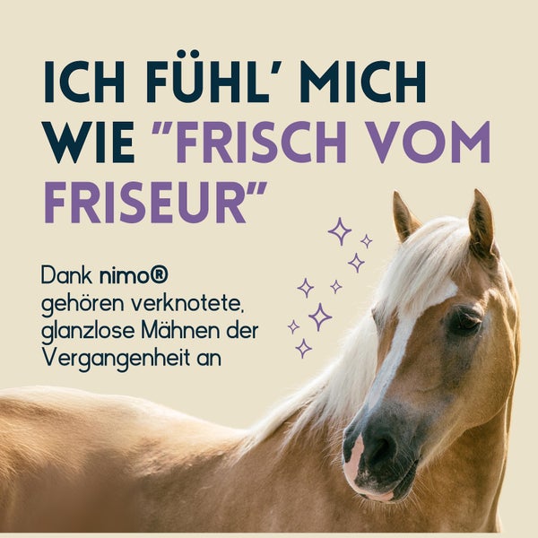nimo® Mähnen Pflegespray • für leichtere Kämmbarkeit, Entwirrung und glänzende Mähne, Schweif