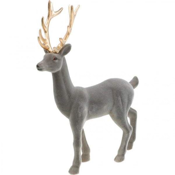 Dekorativer Hirsch aus Kunstharz mit goldenem Geweih als Weihnachtsdekoration