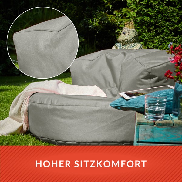 Green Bean Sitzsack Sofa mit Füllmaterial - Lounge im Sitzsack-Design 90x50cm mit ergonomischer Rückenlehne & waschbarem Bezug - Indoor und Outdoor geeignet in Khaki