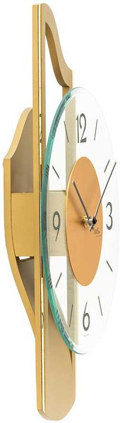 AMS 9679 moderne Wanduhr mit Messing-Auflage