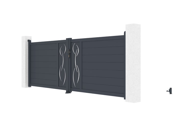 Flügeltor 3,5 m LIFE H.120 graues Aluminium